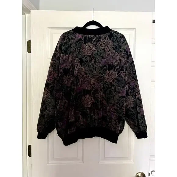 Vintage Rafi Zip Up Floral Bomber Jacket Size 40 With Pockets - Picture 10 of 12